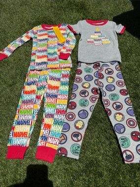 Marvel Super Hero Kids Multicolor Logo & Character Pajama Set 2 sets size 3T